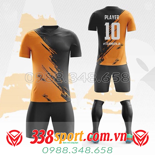 áo bóng đá tự thiết kế màu cam đen