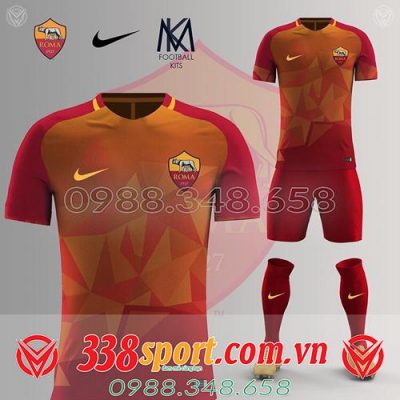 Áo bóng đá CLB AS Roma tự thiết kế màu cam đẹp