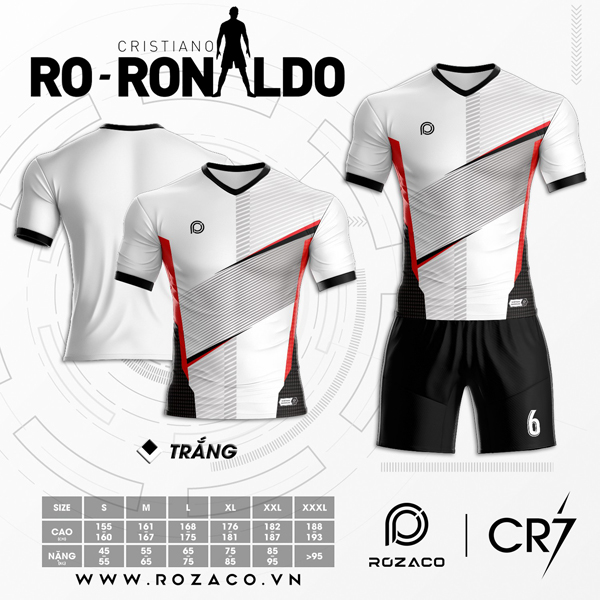 Áo Không Logo Rozaco Đẹp Nhất Hiện Nay Ro-Ronaldo Màu Trắng | 338Sport Shop