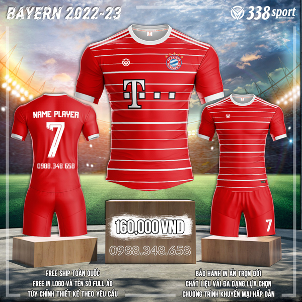 Một trong những mẫu áo đá banh được săn tìm nhiều nhất trên thị trường hiện nay có thể kể đến đó là áo đá banh Bayern 2022 - 2023 sân nhà