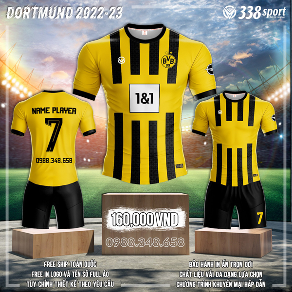 Quần Áo Bóng Đá Dortmund 2022 - 2023 Sân Nhà Màu Vàng Mới Nhất
