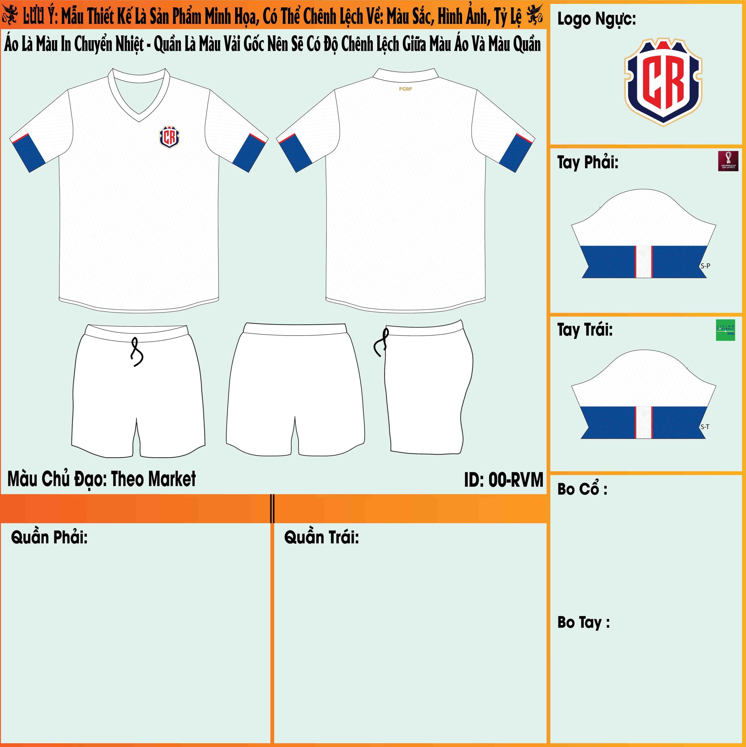 Mẫu market áo đội tuyển Costa Rica sân nhà World Cup 2022 là mẫu áo đấu của phiên bản màu trắng trẻ trung, đẹp mắt giành cho những người trẻ yêu thích sự năng động.