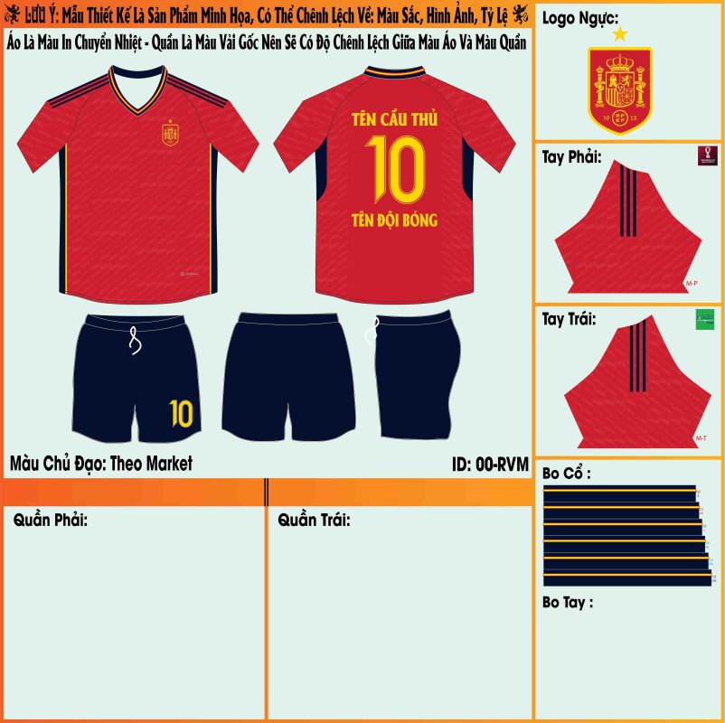 Mẫu market áo đội tuyển Tây Ban Nha sân nhà World Cup 2022 đẹp mắt và ấn tượng được sản xuất trực tiếp từ shop 388 Sport. 