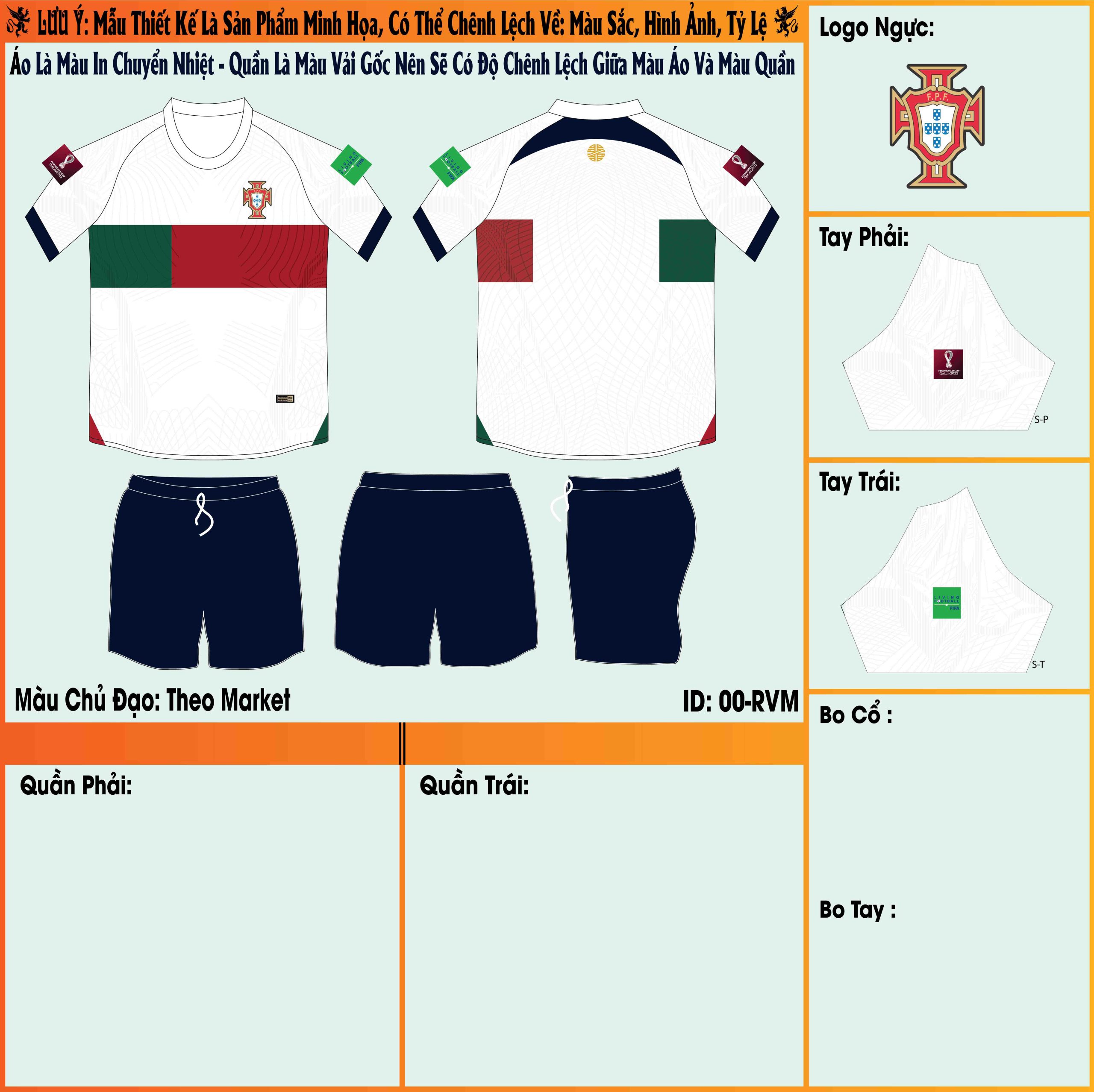 Mẫu market áo đội tuyển Bồ Đào Nha sân khách World Cup 2022 không chỉ gây ấn tượng bởi màu chủ đạo. Mà thiết kế này còn được nhấn nhá bằng đường sọc chính giữa áo đa màu bắt mắt. 