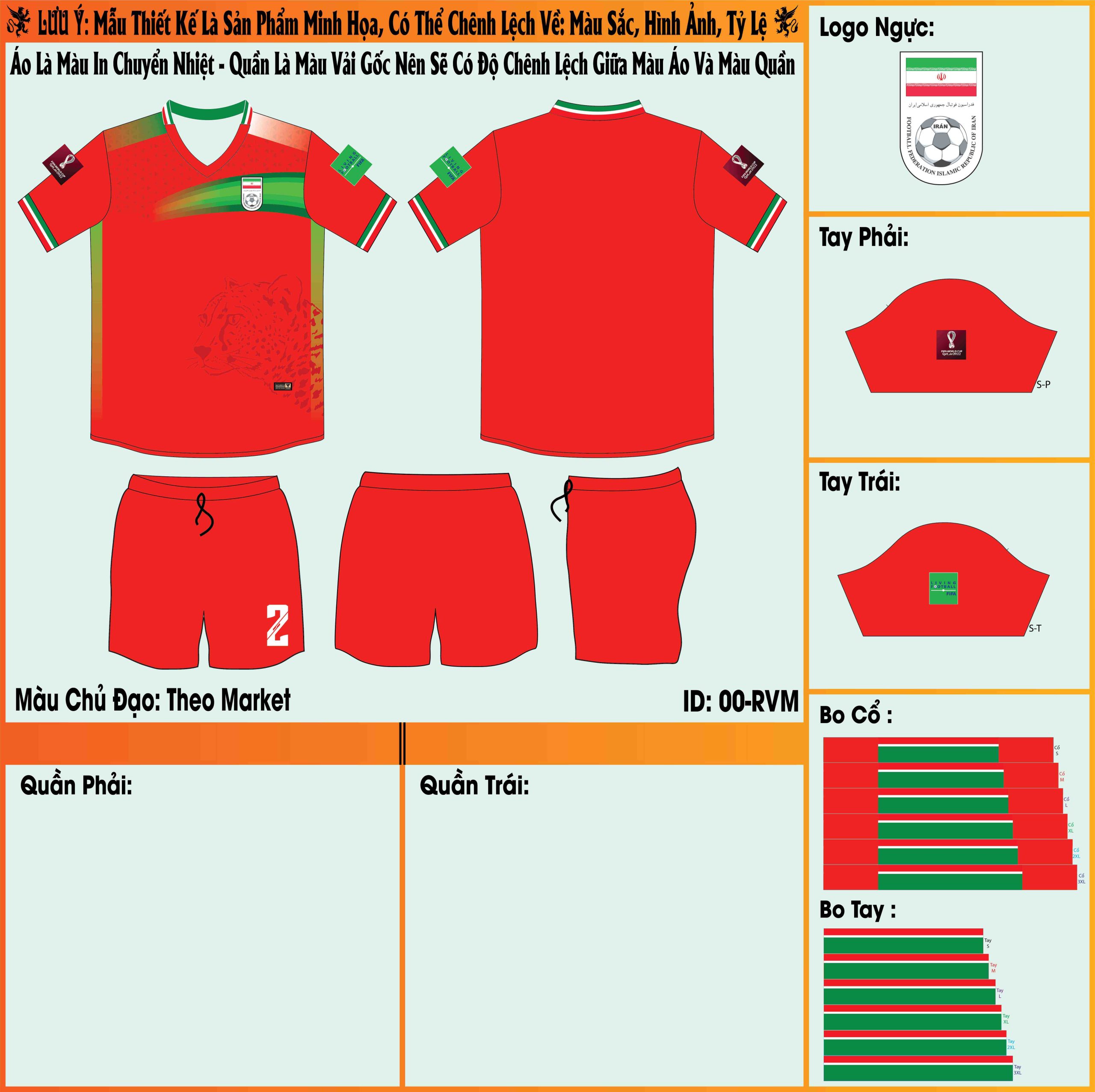 Bạn đã sẵn sàng bổ sung thêm ý tưởng cho mình bằng mẫu market áo đội tuyển Iran sân khách World Cup 2022 với màu đỏ thu hút, cuốn hút này đến từ thương hiệu 338 Sport chưa?
