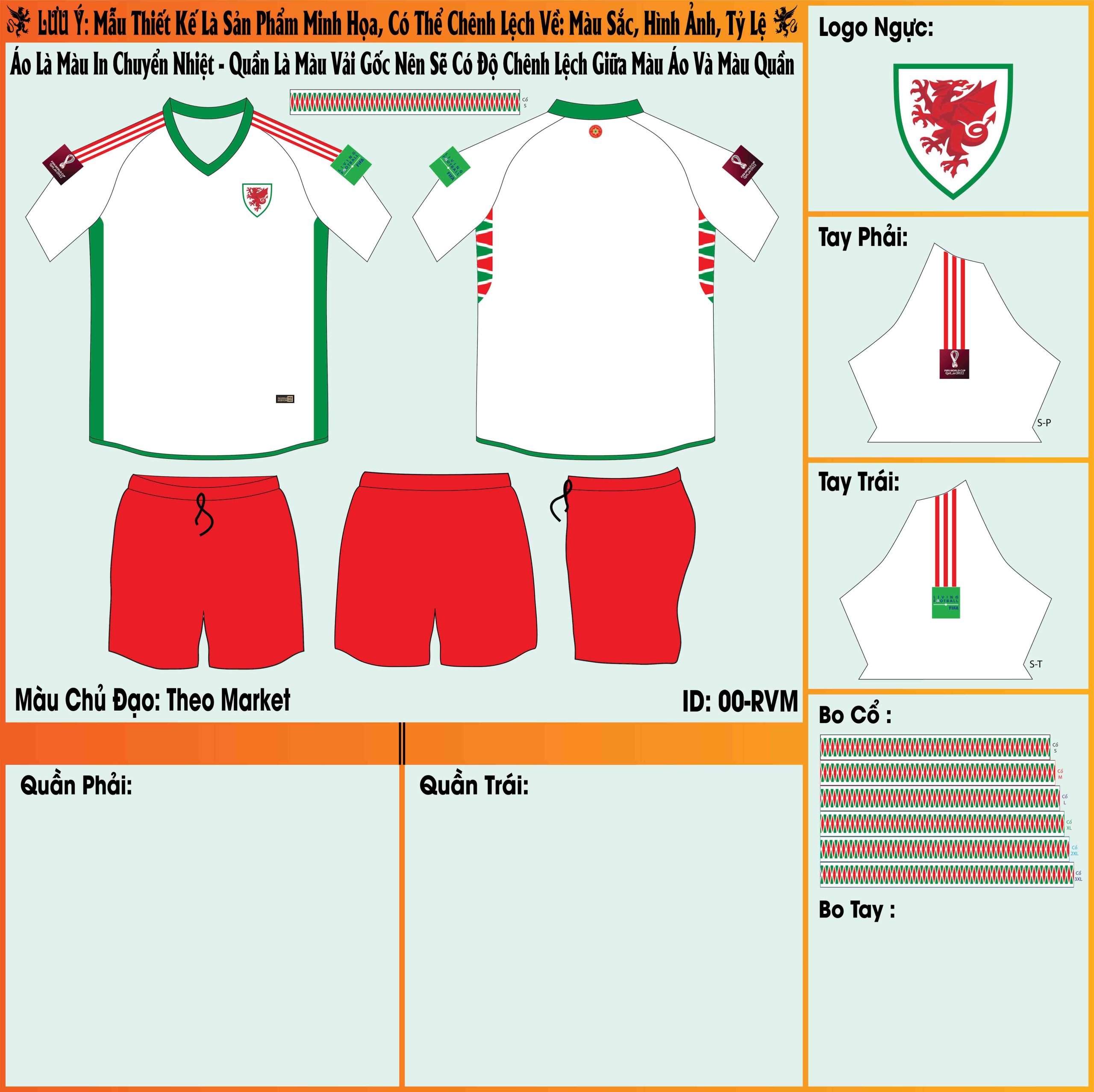 Mẫu market áo đội tuyển Wales sân khách World Cup 2022 với tone màu trắng trẻ trung được kết hợp cùng chiếc quần short đỏ cuốn hút. Một trong những thiết kế chắc chắn sẽ làm bạn tự tin hơn khi xuất hiện ở bất cứ đâu. 